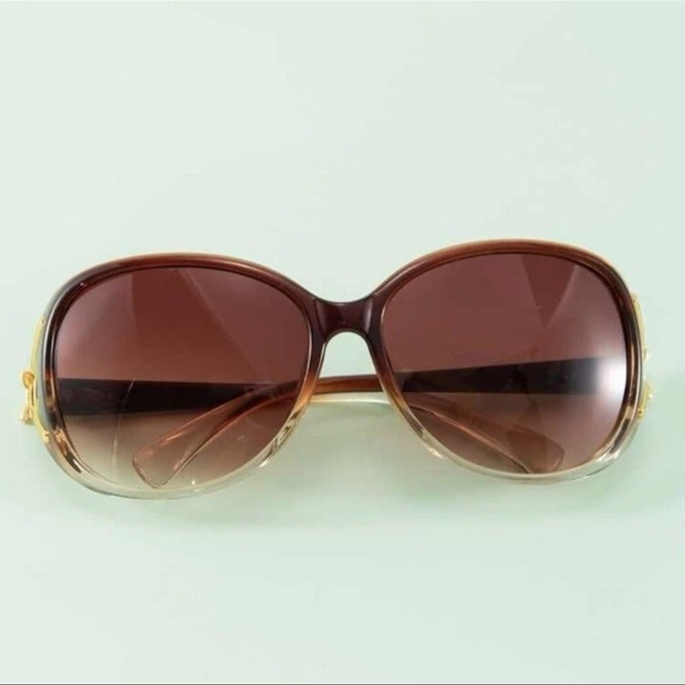 Brown & Gold Ombre Oversized Sunglasses Boho Glasses - Picture 5 of 5